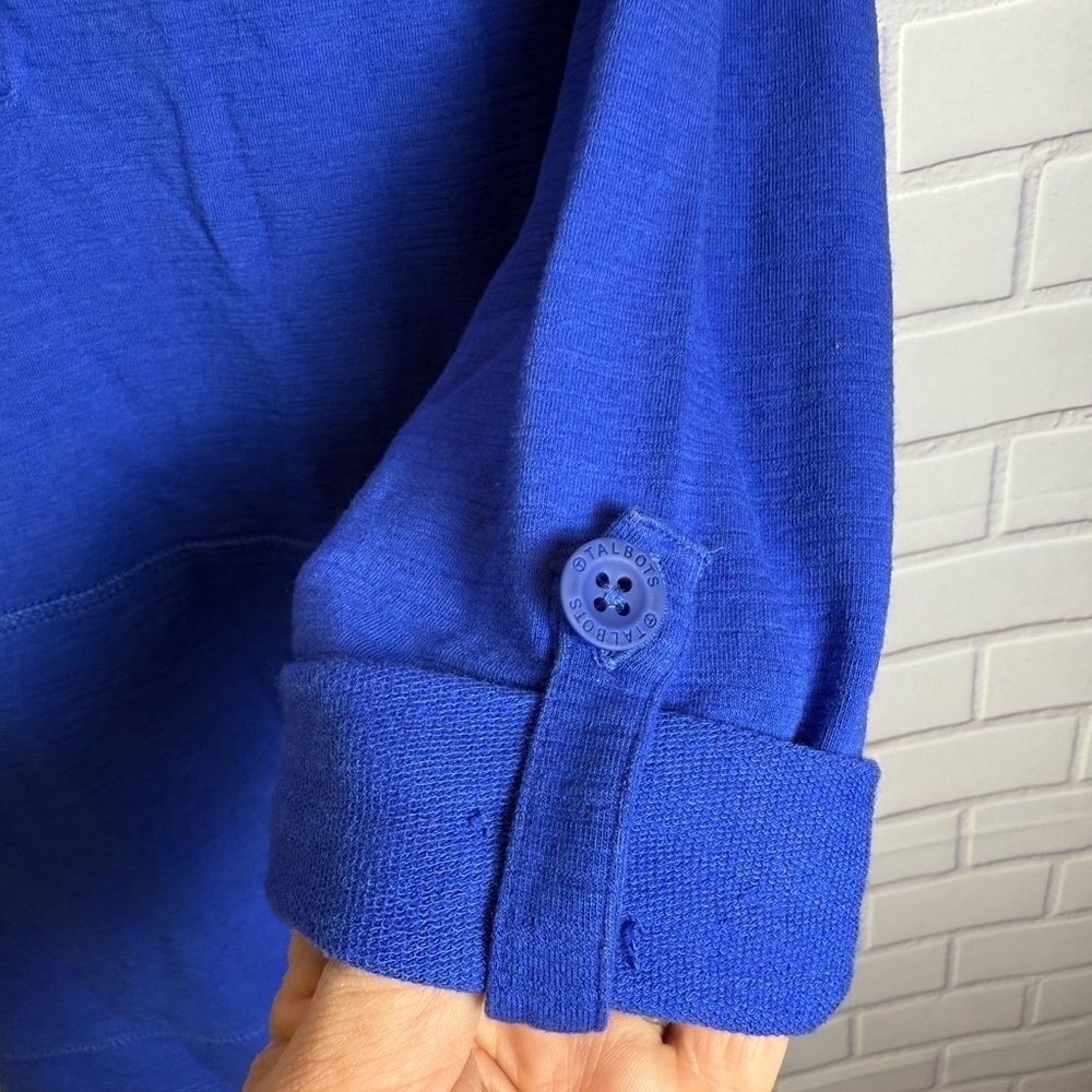 T by Talbots Tops and Tees UPF 50+ blue SLUB-TERRY PULLOVER/size MP - Picture 6 of 11